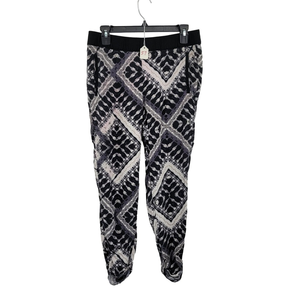 Hurley Pants Joggers Loungewear‎ Elastic Waist Tapered Cuffed Hem Print Black S